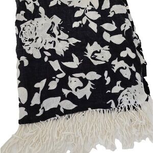 Pashmina Black and White Floral Scarf